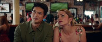 Movie still from “All My Life” (2020), directed by Marc Meyers – A man and a woman sitting next to each other; Close Up shot, Over the shoulder angle