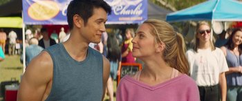 Movie still from “All My Life” (2020), directed by Marc Meyers – A man and a woman standing next to each other; Close Up shot, Over the shoulder angle