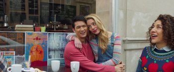 Movie still from “All My Life” (2020), directed by Marc Meyers – A man and a woman sitting at a table with coffee mugs; Medium shot, Over the shoulder angle