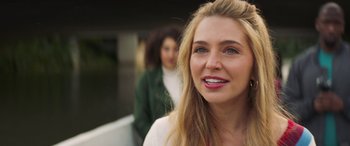 Movie still from “All My Life” (2020), directed by Marc Meyers – A person with long blonde hair; Close Up shot, Over the shoulder angle