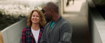 Movie still from “All My Life” (2020), directed by Marc Meyers – A man and a woman are standing next to each other; Medium shot, Over the shoulder angle