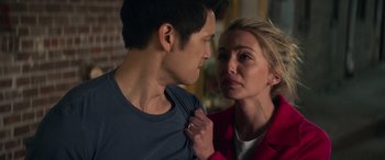 Movie still from “All My Life” (2020), directed by Marc Meyers – A man and a woman looking at one another; Close Up shot, Over the shoulder angle