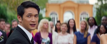 Movie still from “All My Life” (2020), directed by Marc Meyers – A group of people standing in front of each other; Close Up shot, Over the shoulder angle