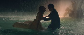 Movie still from “All My Life” (2020), directed by Marc Meyers – A man and a woman in the middle of the water; Wide shot, High angle