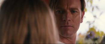 Movie still from “American Pastoral” (2016), directed by Ewan McGregor – A person looking at a mirror; Close Up shot, Over the shoulder angle