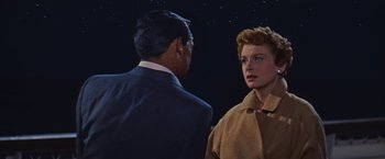 Movie still from “An Affair to Remember” (1957), directed by Leo McCarey – A man and a woman standing next to each other in front of a star filled sky; Close Up shot, Low angle