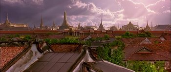 Movie still from “Anna and the King” (1999), directed by Andy Tennant – A view of a city from the roof of an old building; Extreme Wide shot, Low angle