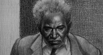 Movie still from “Anna Lucasta” (1958), directed by Arnold Laven – An old man in a suit and a tie; Close Up shot, Overhead angle