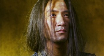 Movie still from “Ashes of Time” (1994), directed by Kar-Wai Wong – A person with long black hair; Close Up shot, Low angle