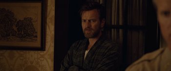 Movie still from “August: Osage County” (2013), directed by John Wells – A person wearing a shirt; Close Up shot, Over the shoulder angle