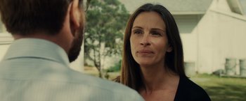 Movie still from “August: Osage County” (2013), directed by John Wells – A person talking to another person; Close Up shot, Over the shoulder angle