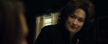 Movie still from “August: Osage County” (2013), directed by John Wells – A person sitting down; Close Up shot, Low angle