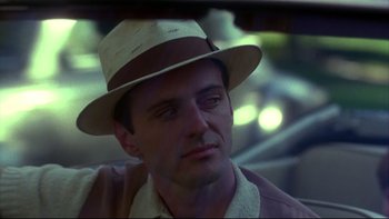 Movie still from “Avalon” (1990), directed by Barry Levinson – A person wearing a hat; Close Up shot, Low angle