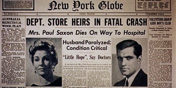 Movie still from “Back Street” (1961), directed by David Miller – An old newspaper with a picture of a man and a woman on it; Extreme Close Up shot, Overhead angle