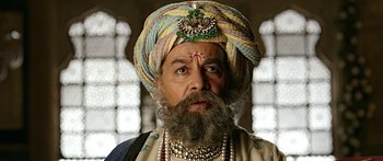 Movie still from “Bajirao Mastani” (2015), directed by Sanjay Leela Bhansali – A man with a beard wearing a turban; Close Up shot, Low angle
