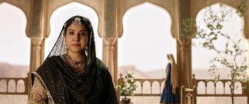 Movie still from “Bajirao Mastani” (2015), directed by Sanjay Leela Bhansali – A woman in a black dress and a woman in a blue dress; Medium shot, Low angle