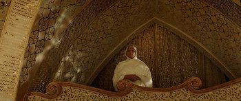 Movie still from “Bajirao Mastani” (2015), directed by Sanjay Leela Bhansali – A woman standing on the stairs of a building; Medium shot, Low angle