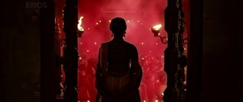 Movie still from “Bajirao Mastani” (2015), directed by Sanjay Leela Bhansali – A woman standing in front of a crowd of people; Wide shot, Low angle