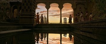 Movie still from “Bajirao Mastani” (2015), directed by Sanjay Leela Bhansali – A group of people standing in front of a building; Extreme Wide shot, Low angle