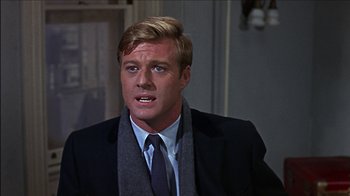 Movie still from “Barefoot in the Park” (1967), directed by Gene Saks – A person wearing a suit and tie; Close Up shot, Over the shoulder angle