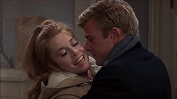 Movie still from “Barefoot in the Park” (1967), directed by Gene Saks – A man and a woman are kissing each other; Close Up shot, Low angle