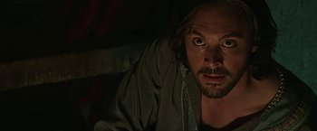 Movie still from “Ben-Hur” (2016), directed by Timur Bekmambetov – A person with his eyes wide open; Close Up shot, Low angle