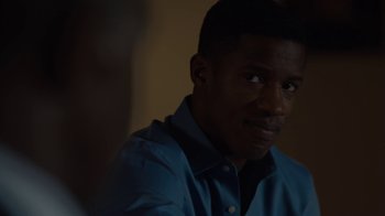 Movie still from “Beyond the Lights” (2014), directed by Gina Prince-Bythewood – A person wearing a blue shirt; Close Up shot, Over the shoulder angle