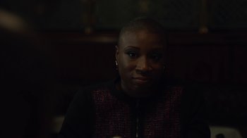 Movie still from “Beyond the Lights” (2014), directed by Gina Prince-Bythewood – A woman sitting in front of a camera in a dark room; Close Up shot, Over the shoulder angle