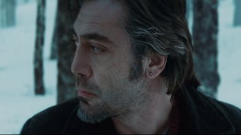 Movie still from “Biutiful” (2010), directed by Alejandro G. Iñárritu – A person wearing a jacket; Close Up shot, Over the shoulder angle