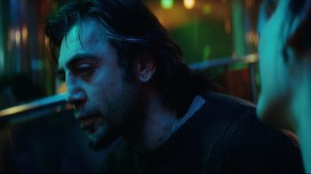 Movie still from “Biutiful” (2010), directed by Alejandro G. Iñárritu – A person with long black hair; Close Up shot, Low angle