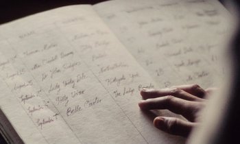 Movie still from “Black Jack” (1979), directed by Ken Loach – A person's hand on top of a sheet of paper; Extreme Close Up shot, High angle