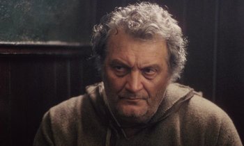 Movie still from “Black Jack” (1979), directed by Ken Loach – An older man with a beard and a mustache; Close Up shot, Low angle