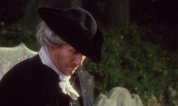 Movie still from “Black Jack” (1979), directed by Ken Loach – A man wearing a black hat and a white shirt; Close Up shot, Over the shoulder angle