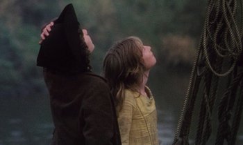 Movie still from “Black Jack” (1979), directed by Ken Loach – Two young children are looking up at the sky; Close Up shot, Low angle