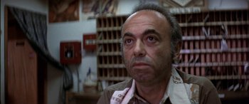 Movie still from “Black Sunday” (1977), directed by John Frankenheimer – A person wearing a shirt and tie; Close Up shot, Low angle