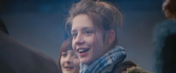 Movie still from “Blue Is the Warmest Colour” (2013), directed by Abdellatif Kechiche – Two young girls smiling for the camera; Close Up shot, Low angle