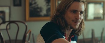 Movie still from “Borg vs. McEnroe” (2017), directed by Janus Metz – A person with long brown hair; Close Up shot, Over the shoulder angle