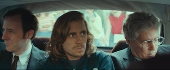 Movie still from “Borg vs. McEnroe” (2017), directed by Janus Metz – A person sitting in a car; Close Up shot, Over the shoulder angle