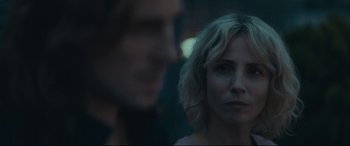 Movie still from “Borg vs. McEnroe” (2017), directed by Janus Metz – A woman and a man are looking at the camera; Close Up shot, Over the shoulder angle