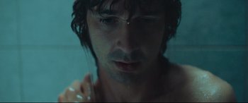 Movie still from “Borg vs. McEnroe” (2017), directed by Janus Metz – A person in a bath tub; Extreme Close Up shot, Low angle
