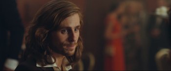 Movie still from “Borg vs. McEnroe” (2017), directed by Janus Metz – A person with long brown hair; Close Up shot, Over the shoulder angle