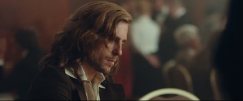 Movie still from “Borg vs. McEnroe” (2017), directed by Janus Metz – A person with long hair; Close Up shot, Over the shoulder angle