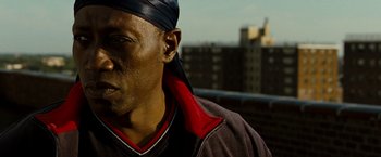 Movie still from “Brooklyn's Finest” (2009), directed by Antoine Fuqua – A person wearing a hat; Close Up shot, Low angle