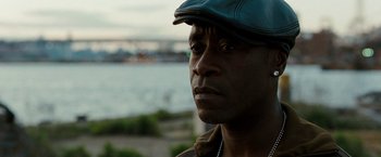 Movie still from “Brooklyn's Finest” (2009), directed by Antoine Fuqua – A person wearing a hat; Close Up shot, Low angle
