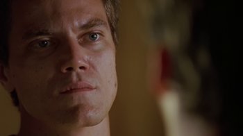 Movie still from “Bug” (2006), directed by William Friedkin – A man's face in front of a mirror; Close Up shot, Over the shoulder angle