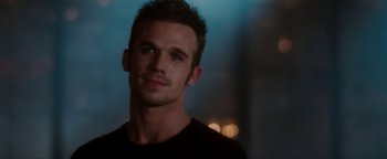 A person wearing a black t - shirt