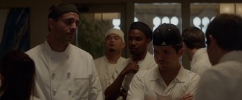 Movie still from “Chef” (2014), directed by Jon Favreau – A group of men standing next to each other; Close Up shot, Low angle