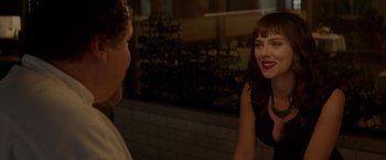 Movie still from “Chef” (2014), directed by Jon Favreau – A man and a woman talking to each other; Medium shot, Over the shoulder angle