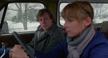 Movie still from “Chilly Scenes of Winter” (1979), directed by Joan Micklin Silver – A man and a woman sitting in the back of a car; Close Up shot, Over the shoulder angle