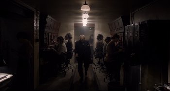 Movie still from “Darkest Hour” (2017), directed by Joe Wright – Wide shot, High angle
